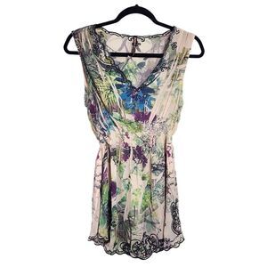 Mushka top multicolor floral embroidered sheer Y2K Fairy whimsigoth PL